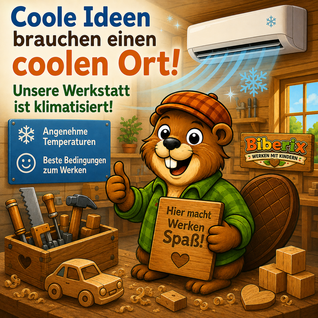Was tun mit Kindern bei Hitze in Mannheim? Kreativ werken in der klimatisierten Werkstatt